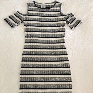 Striped bodycon dress w/ cut-out shoulders size S